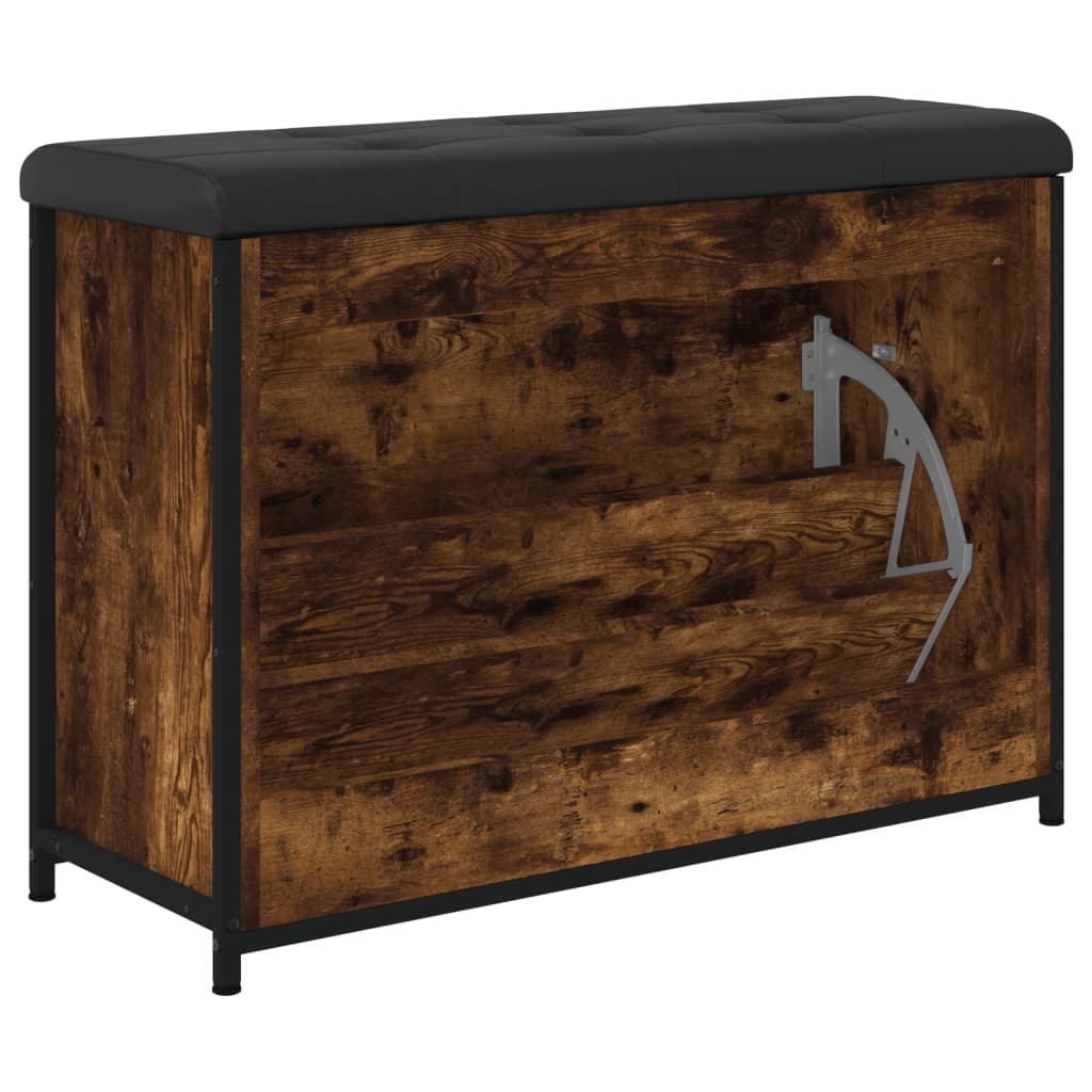 Bancă pantofi cu sertar rabatabil, stejar fumuriu, 82x32x56 cm
