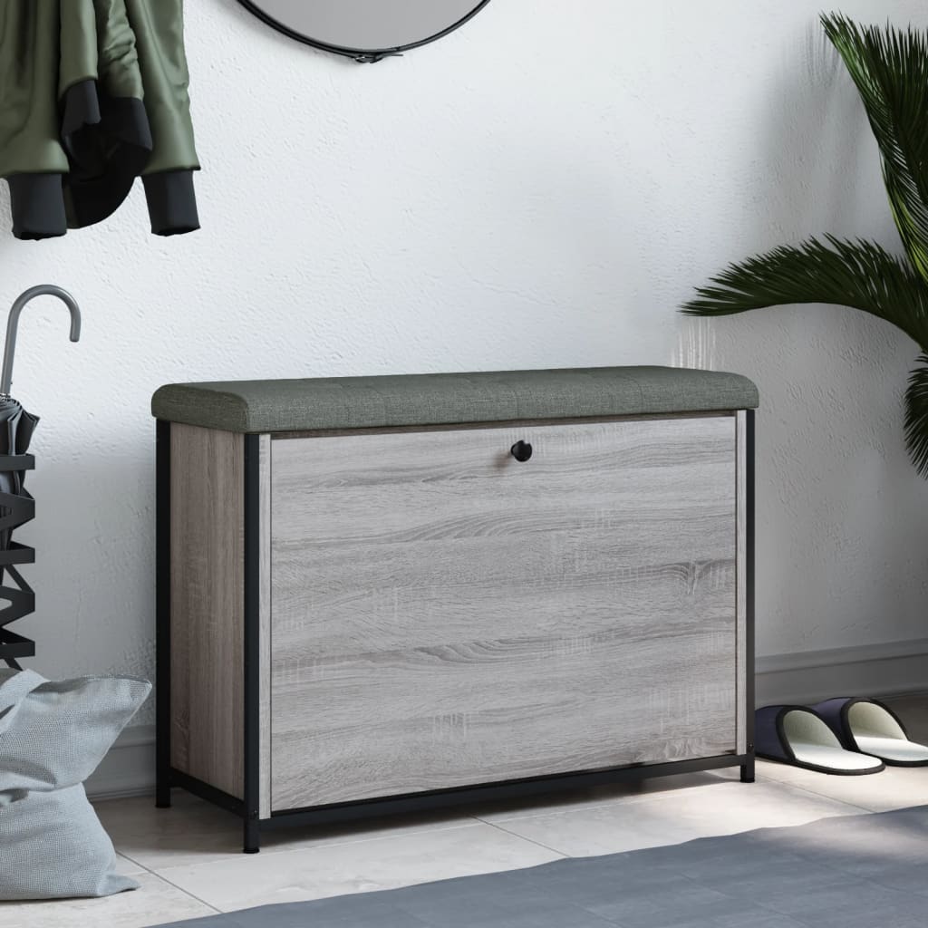 Shoe bench with folding drawer, sonoma grey, 82x32x56 cm