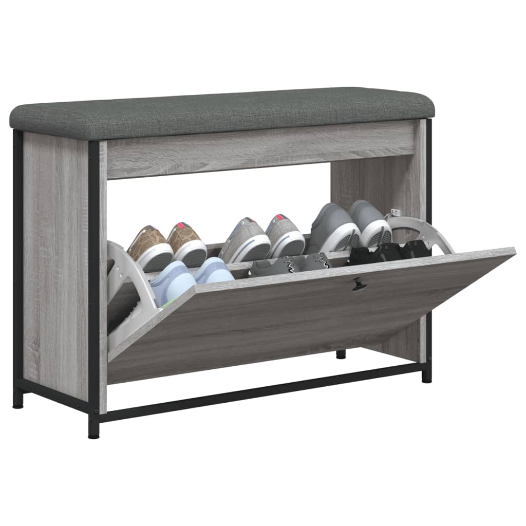 Shoe bench with folding drawer, sonoma grey, 82x32x56 cm