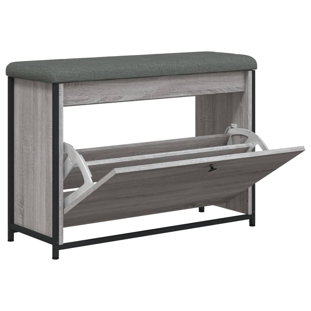 Shoe bench with folding drawer, sonoma grey, 82x32x56 cm