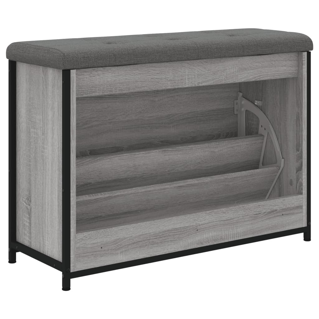 Shoe bench with folding drawer, sonoma grey, 82x32x56 cm