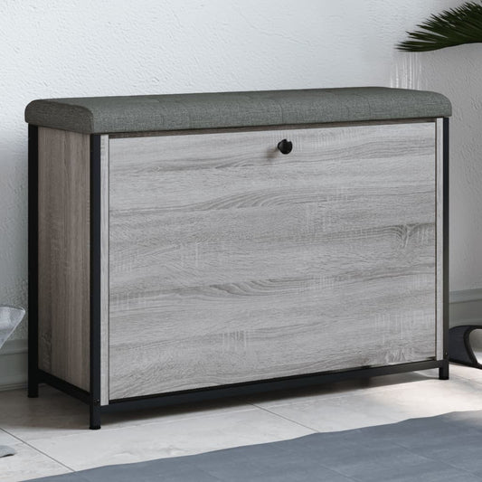 Bancă de pantofi cu sertar rabatabil, gri sonoma, 82x32x56 cm