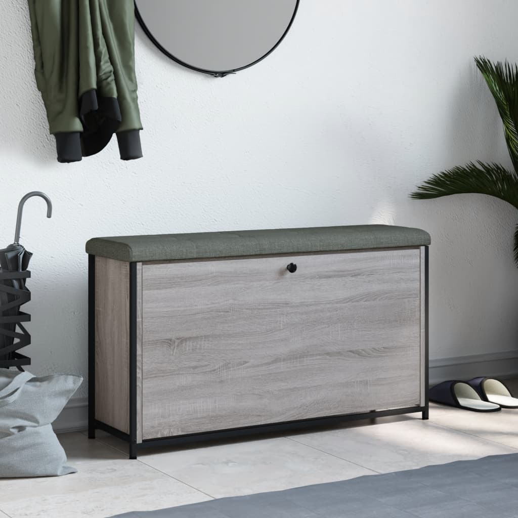 Bancă de pantofi cu sertar rabatabil, gri sonoma, 102x32x56 cm