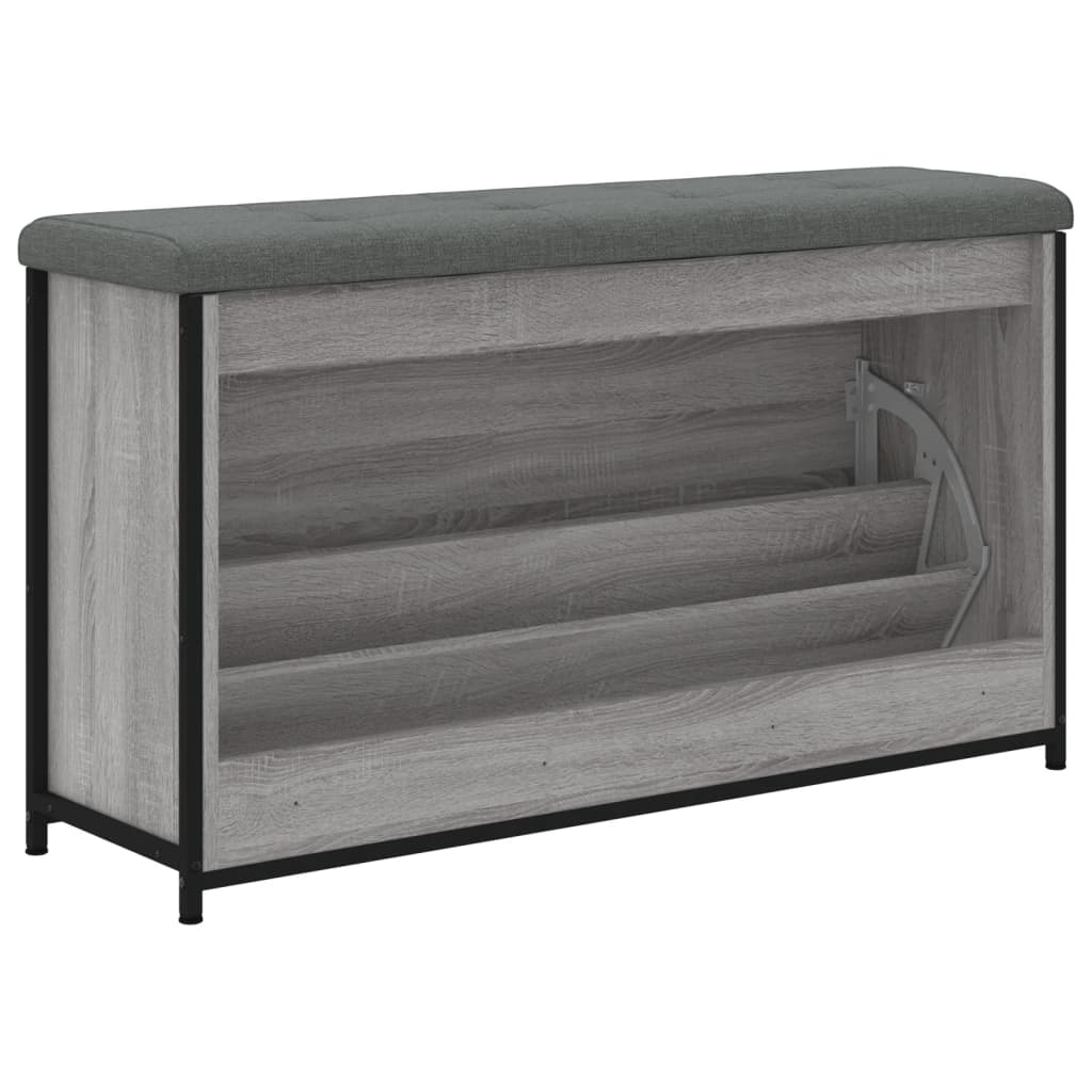 Bancă de pantofi cu sertar rabatabil, gri sonoma, 102x32x56 cm