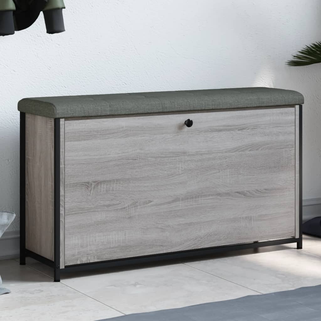 Bancă de pantofi cu sertar rabatabil, gri sonoma, 102x32x56 cm