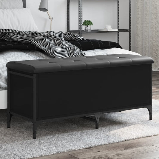 Bancă de depozitare, negru, 102x42x45 cm, lemn prelucrat