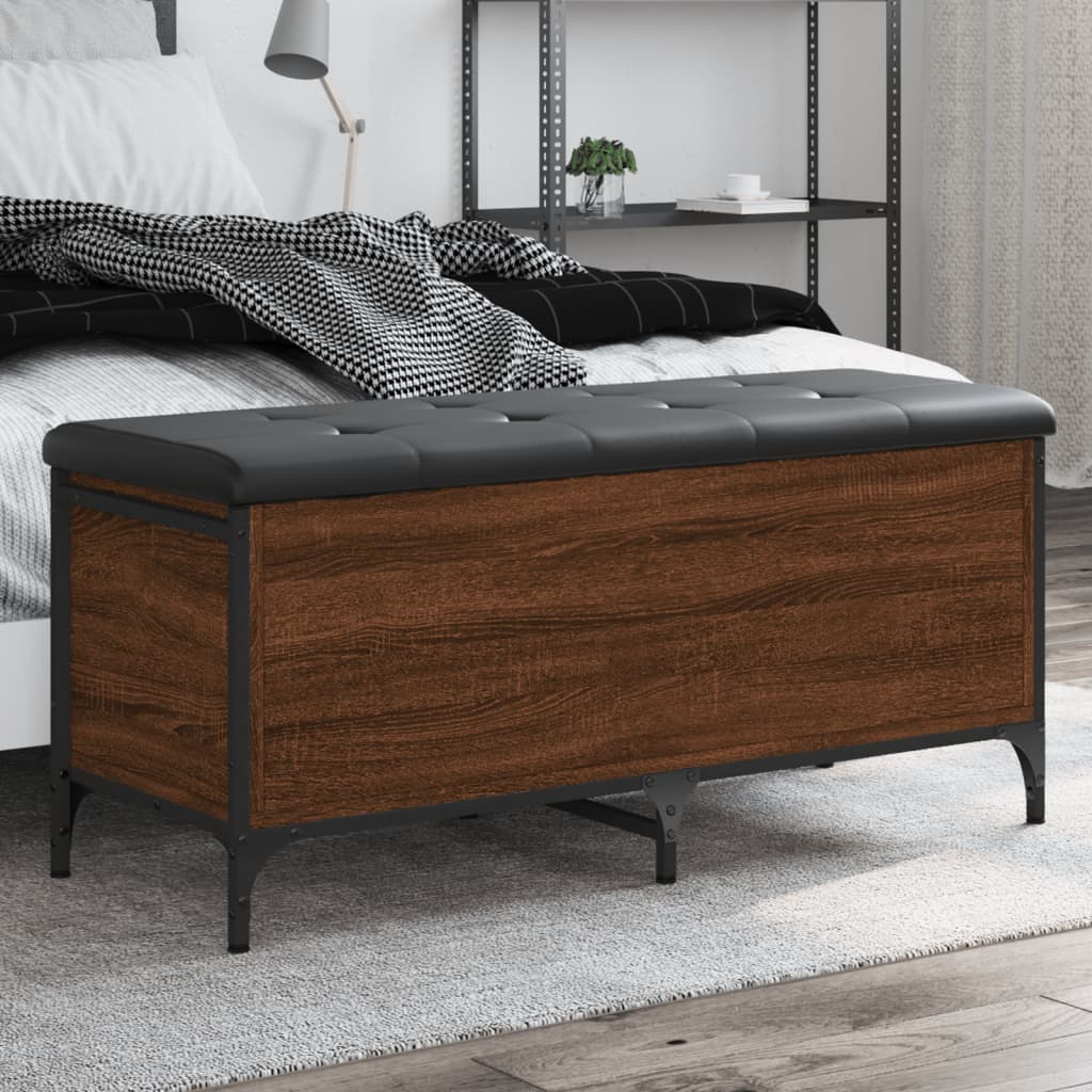 Storage bench, brown oak, 102x42x45 cm, processed wood
