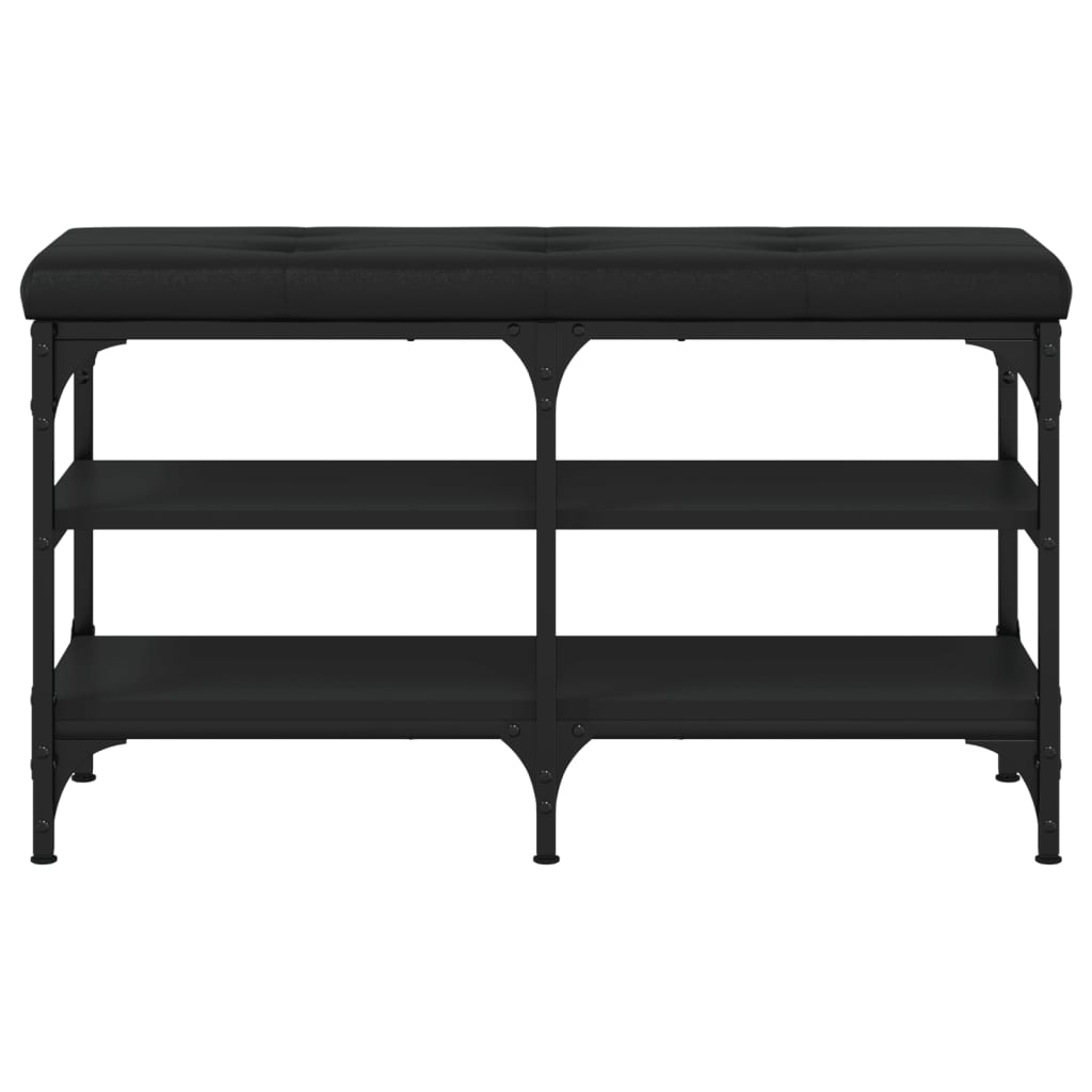 Shoe bench, black, 82x32x47 cm, processed wood