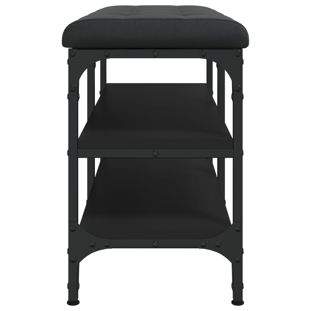 Shoe bench, black, 82x32x47 cm, processed wood