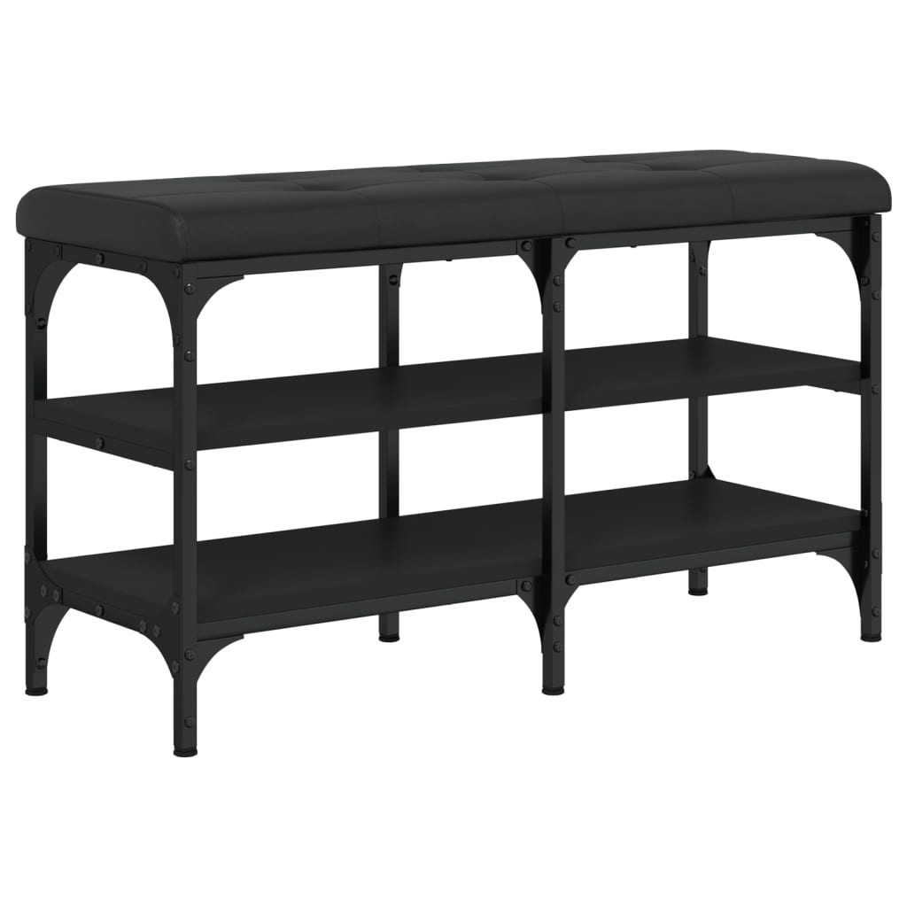 Shoe bench, black, 82x32x47 cm, processed wood