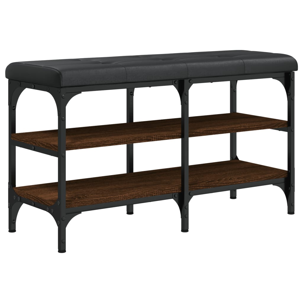Shoe bench, brown oak, 82x32x47 cm, processed wood