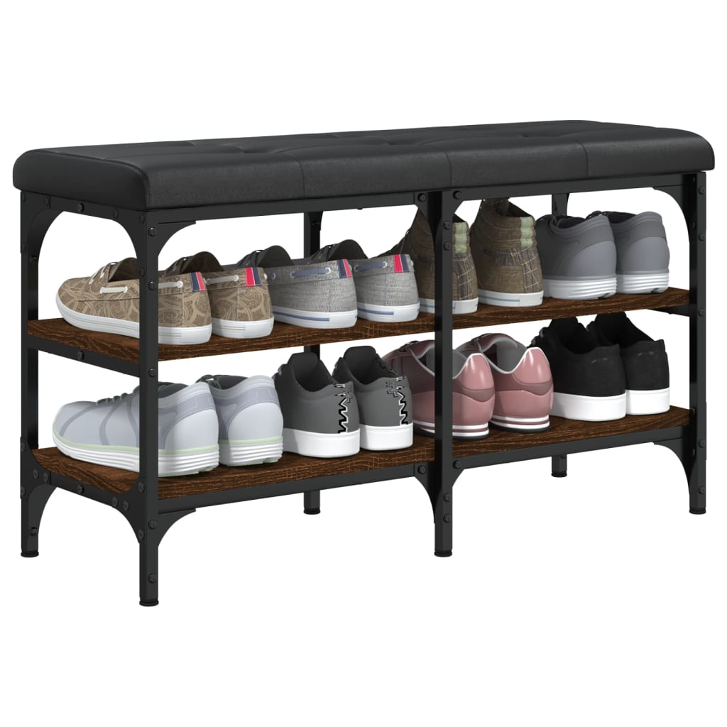 Shoe bench, brown oak, 82x32x47 cm, processed wood