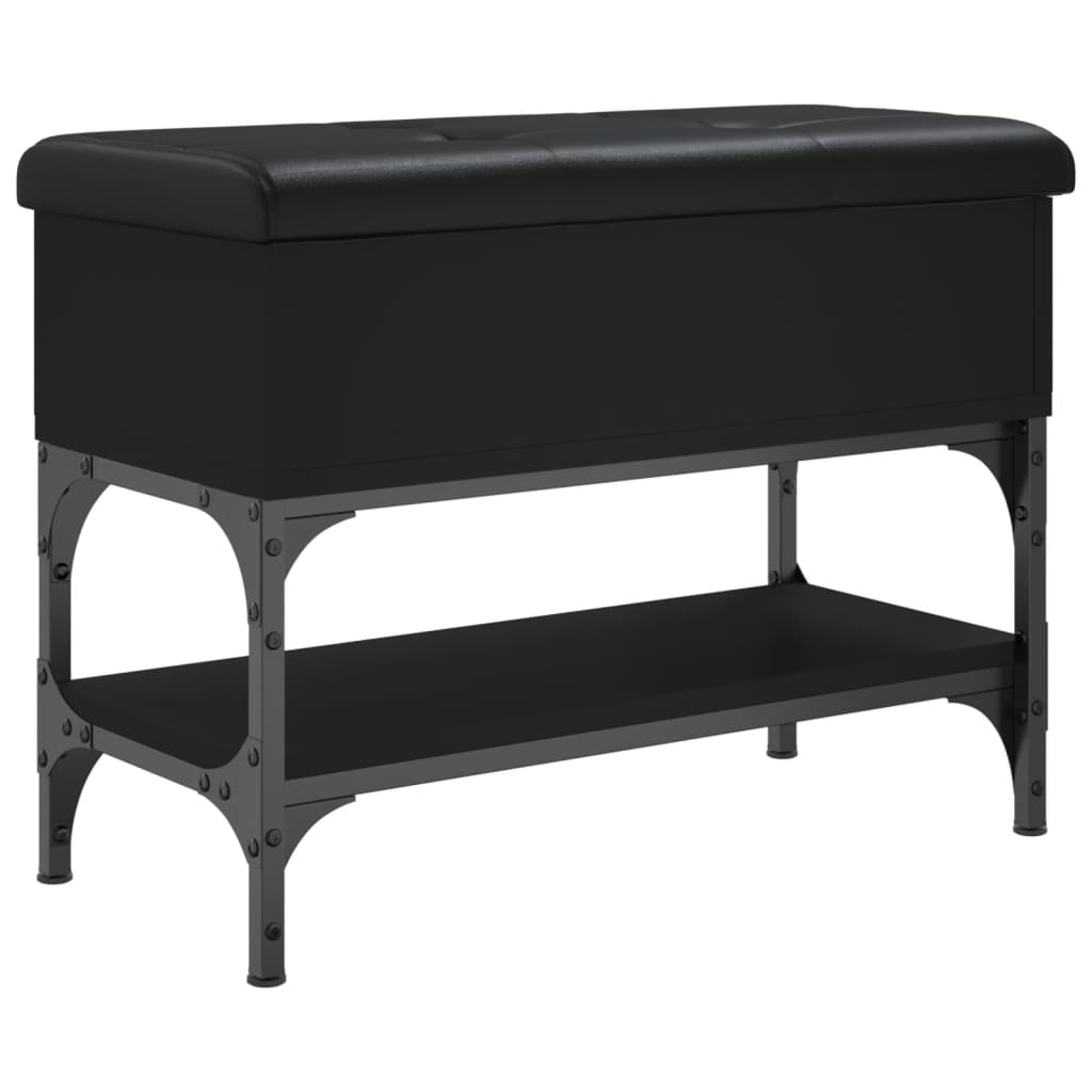 Shoe bench, black, 62x32x45 cm, processed wood
