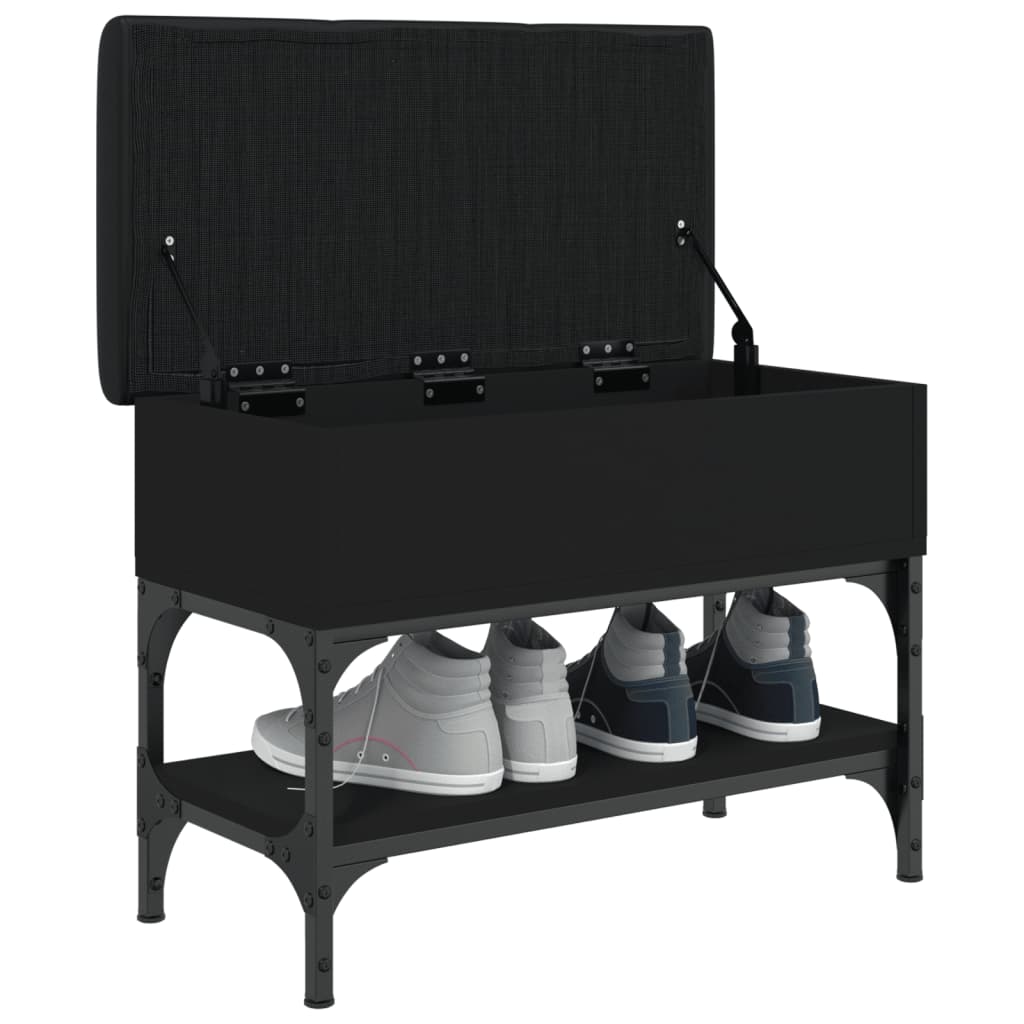 Shoe bench, black, 62x32x45 cm, processed wood