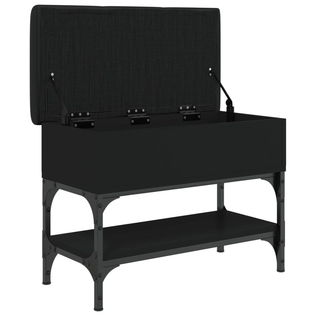 Shoe bench, black, 62x32x45 cm, processed wood
