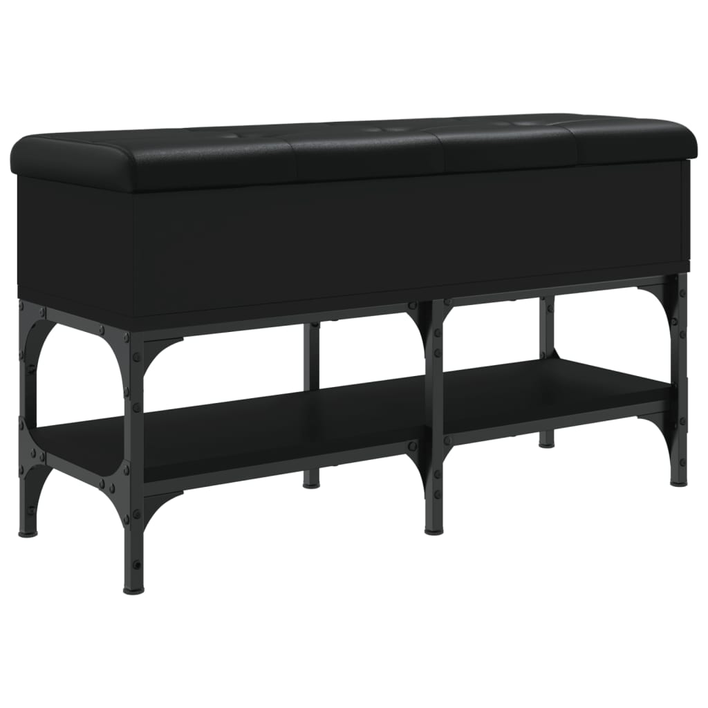 Shoe bench, black, 82x32x45 cm, processed wood