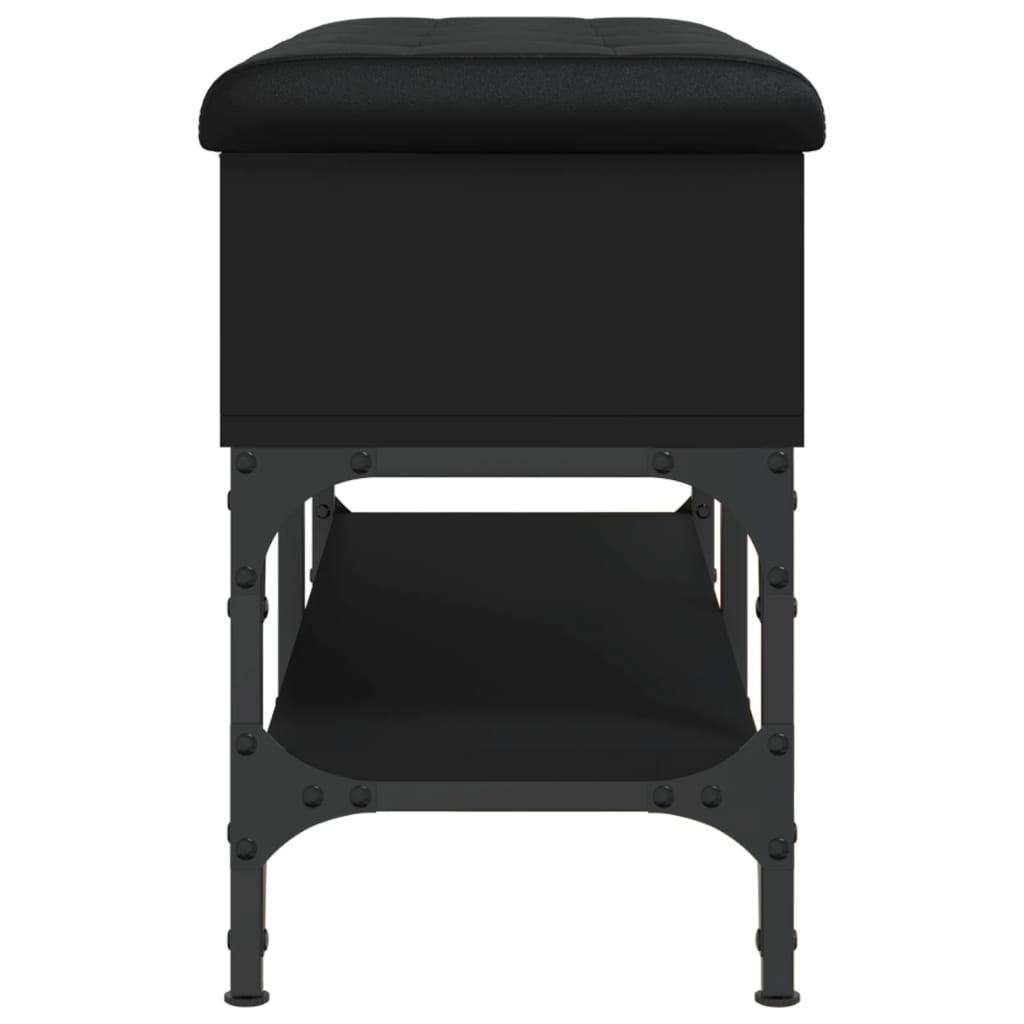 Shoe bench, black, 82x32x45 cm, processed wood