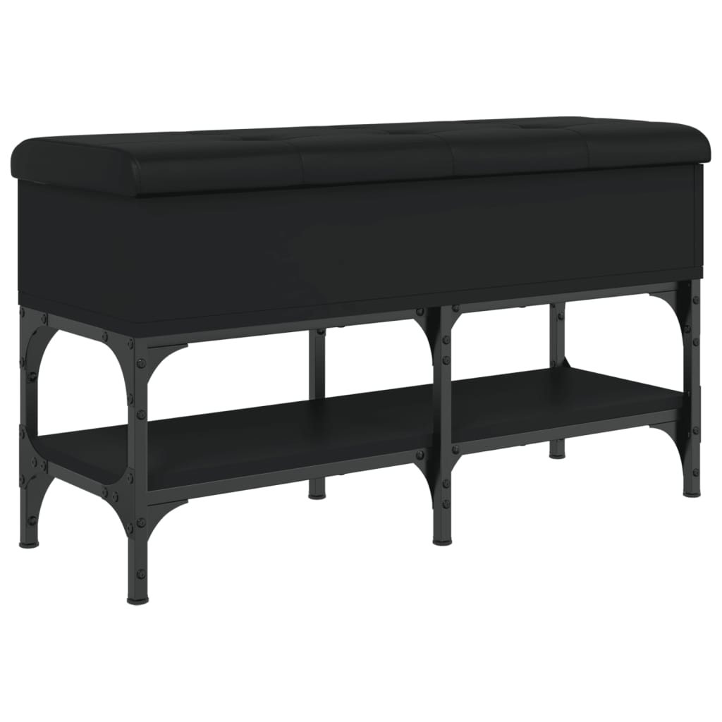 Shoe bench, black, 82x32x45 cm, processed wood