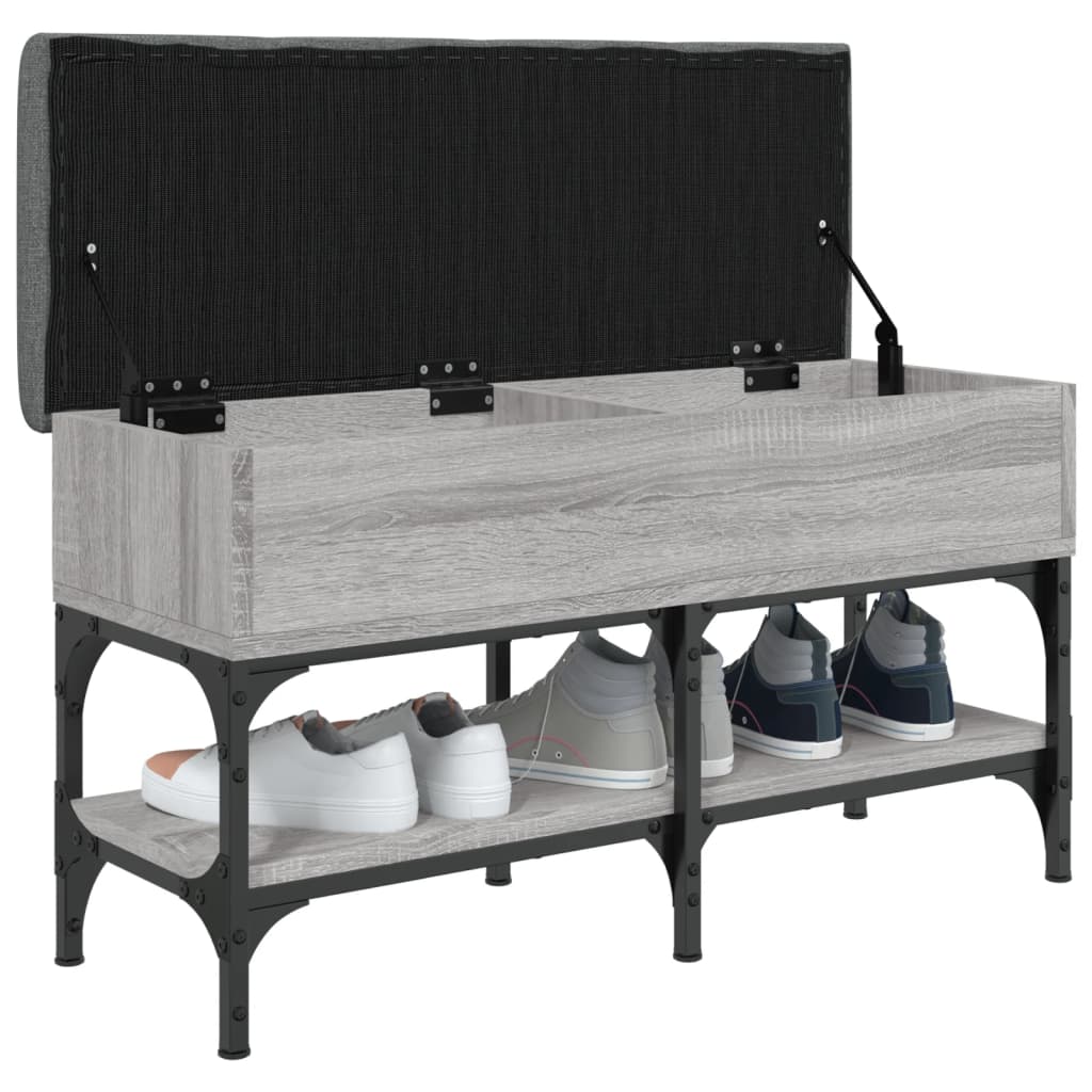 Shoe bench, sonoma grey, 82x32x45 cm, processed wood