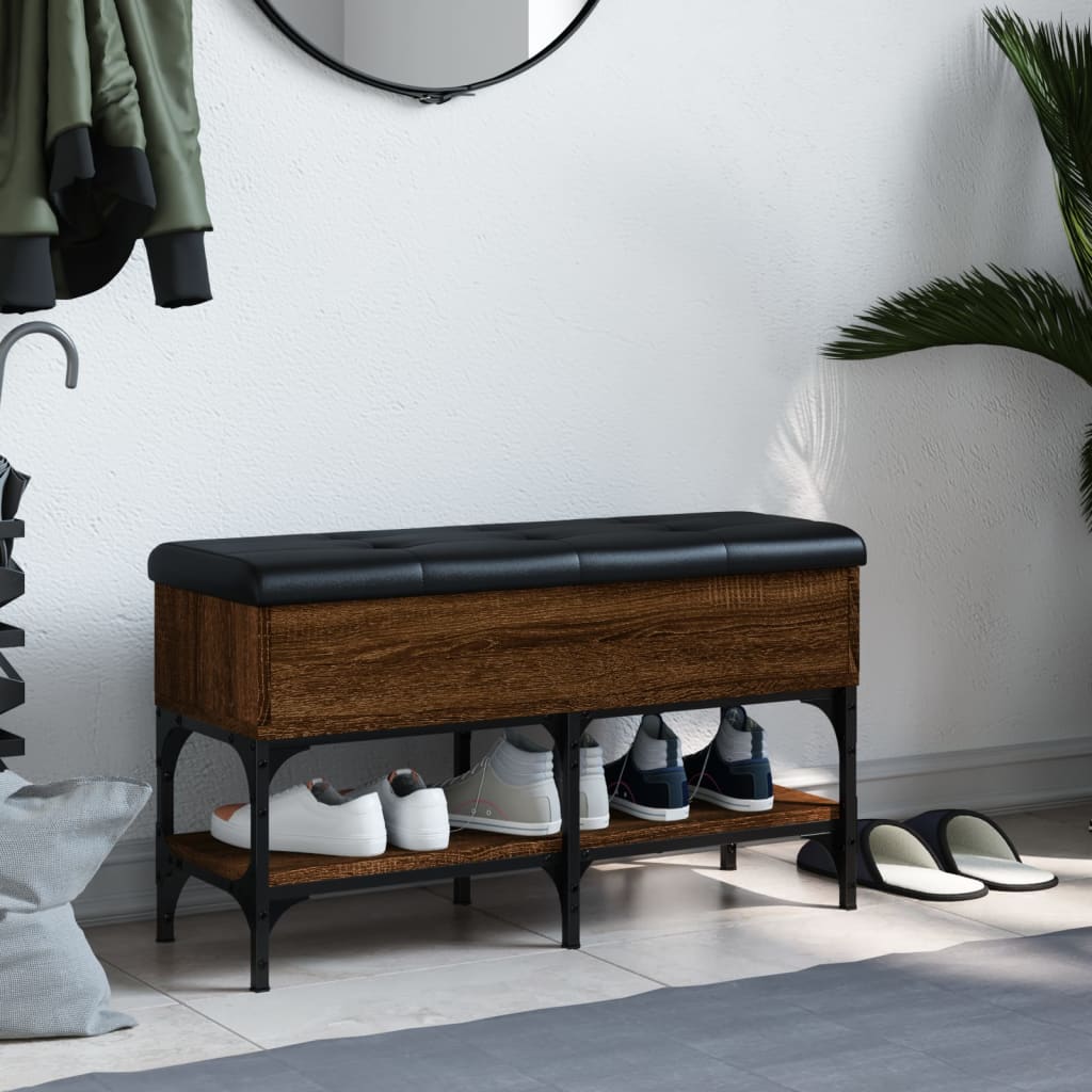 Shoe bench, brown oak, 82x32x45 cm, processed wood