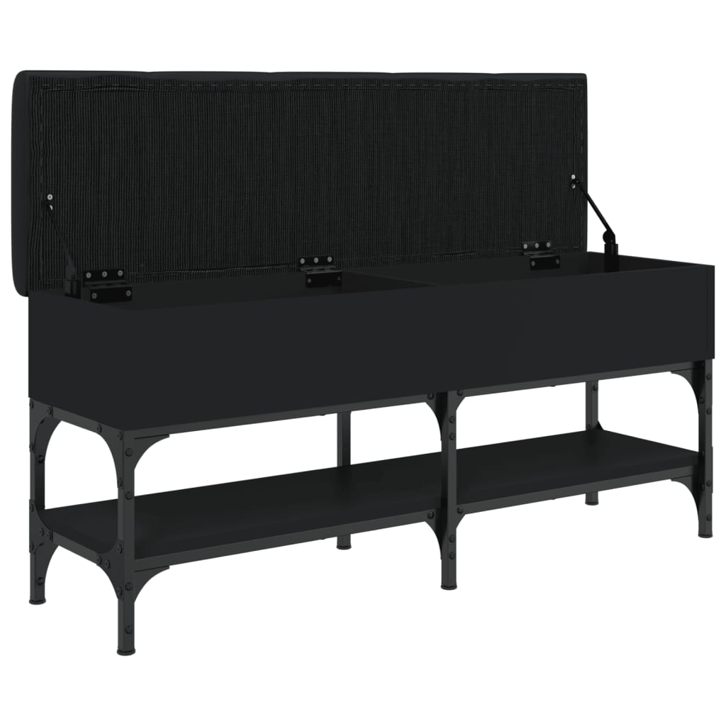 Shoe bench, black, 102x32x45 cm, processed wood