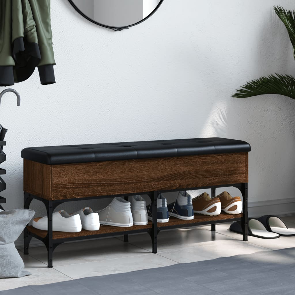Shoe bench, brown oak, 102x32x45 cm, processed wood