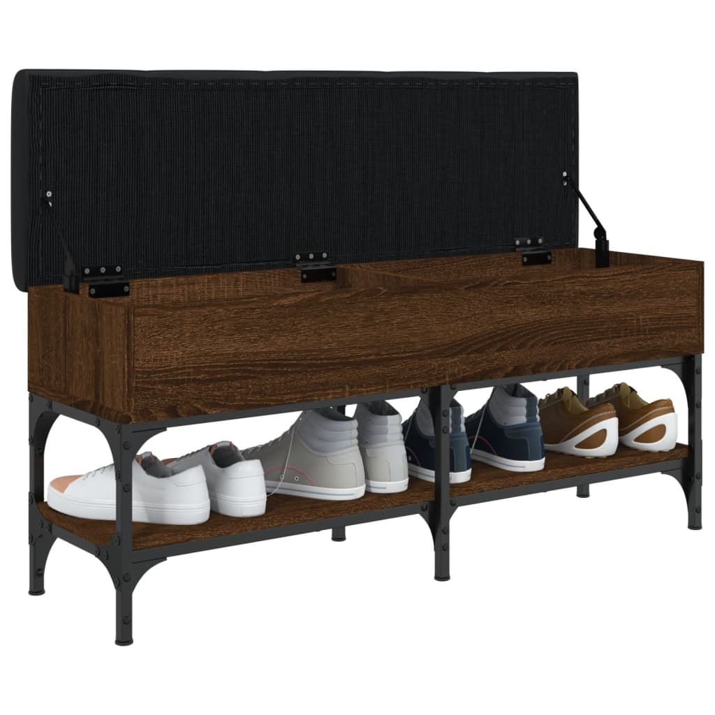 Shoe bench, brown oak, 102x32x45 cm, processed wood