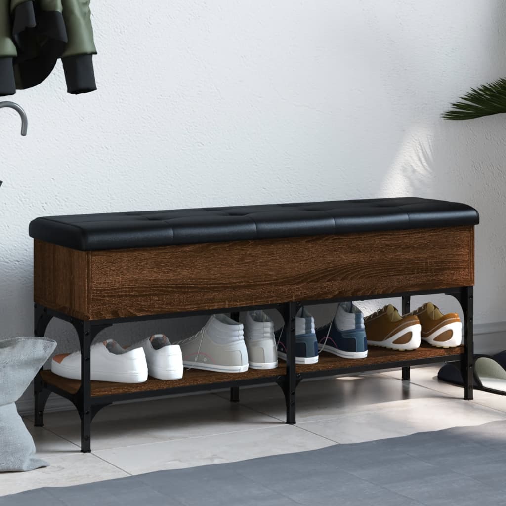 Shoe bench, brown oak, 102x32x45 cm, processed wood