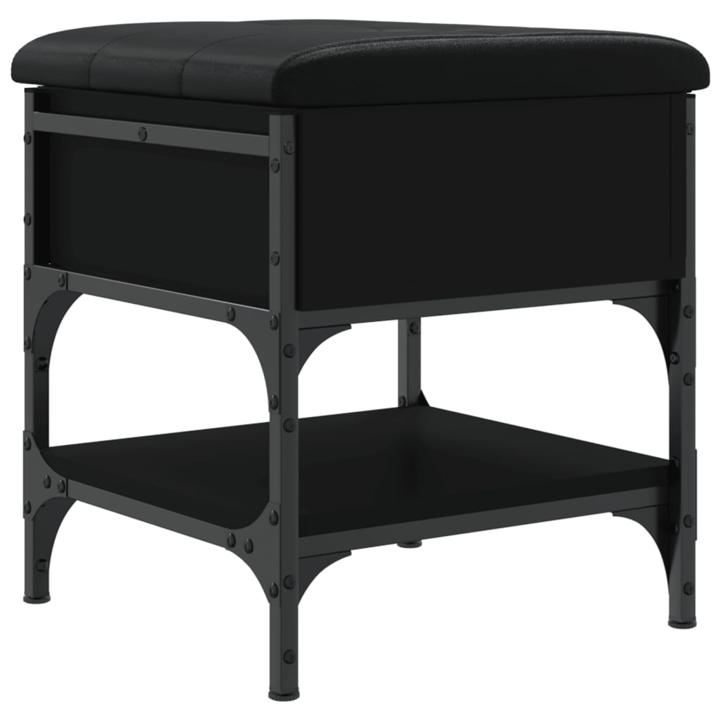 Shoe bench, black, 42x42x45 cm, processed wood