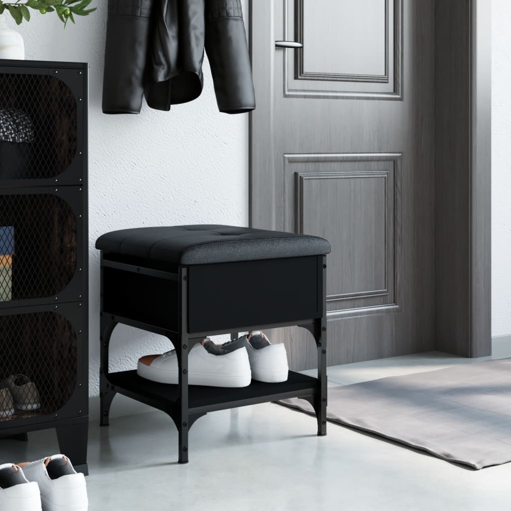 Shoe bench, black, 42x42x45 cm, processed wood