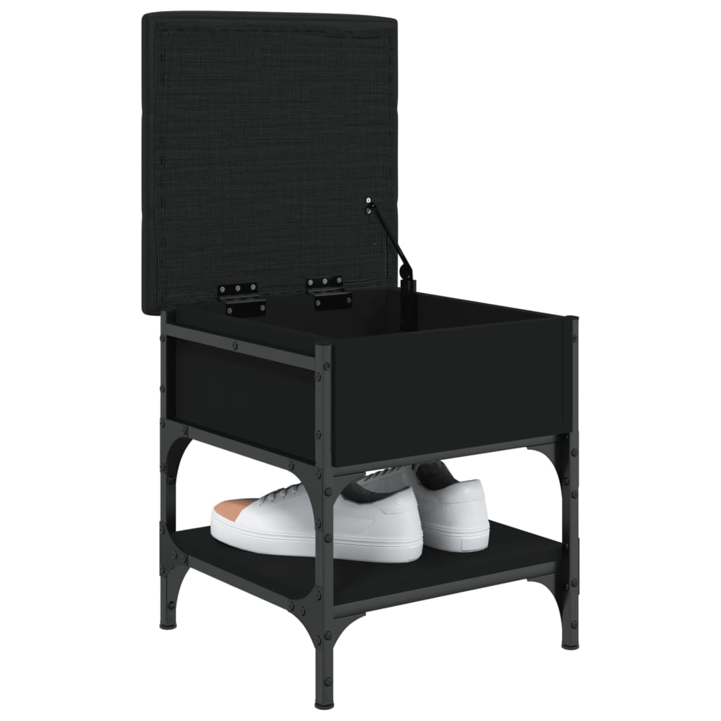 Shoe bench, black, 42x42x45 cm, processed wood