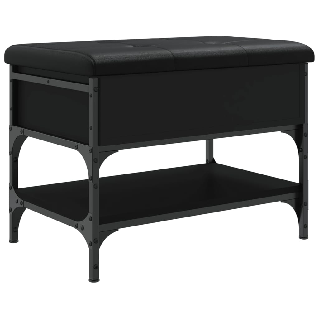 Shoe bench, black, 62x42x45 cm, processed wood