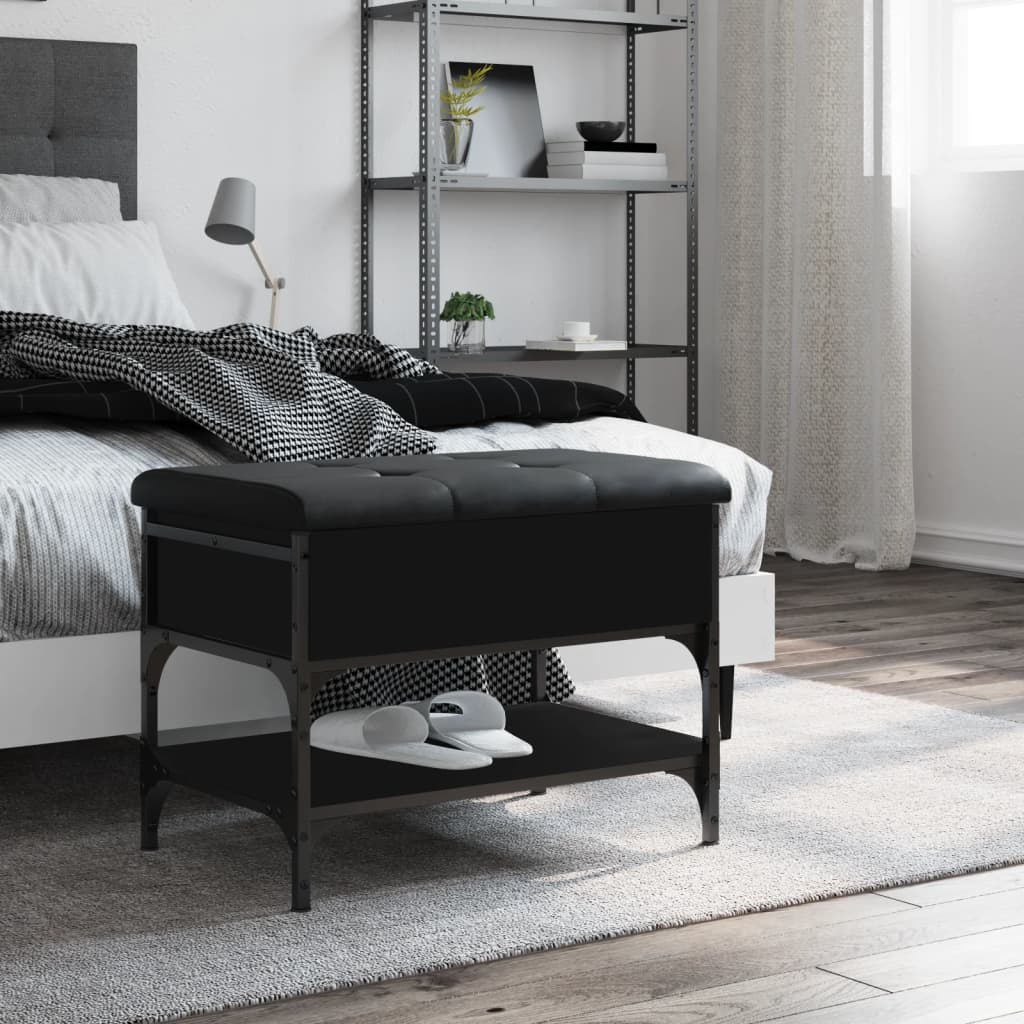 Shoe bench, black, 62x42x45 cm, processed wood