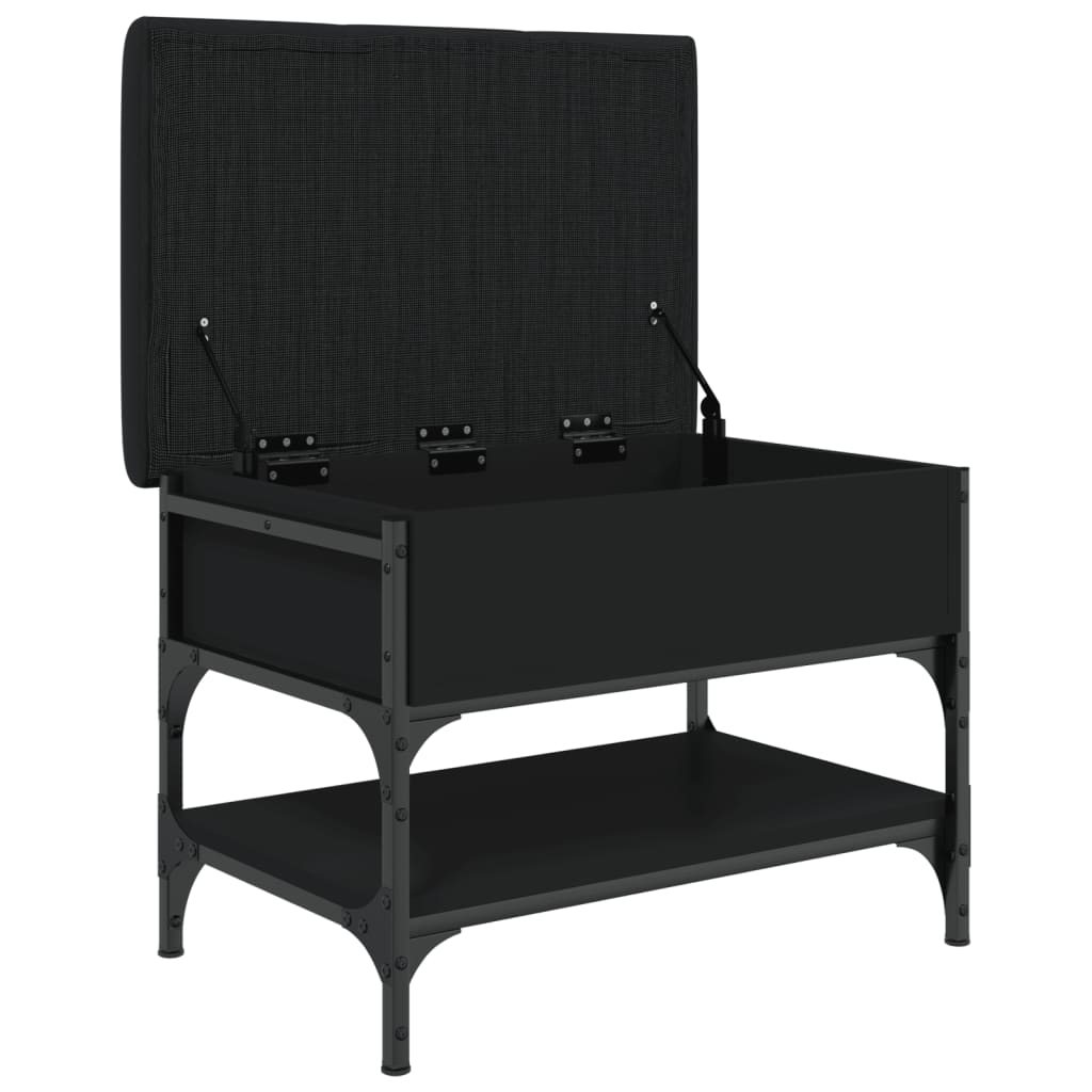 Shoe bench, black, 62x42x45 cm, processed wood