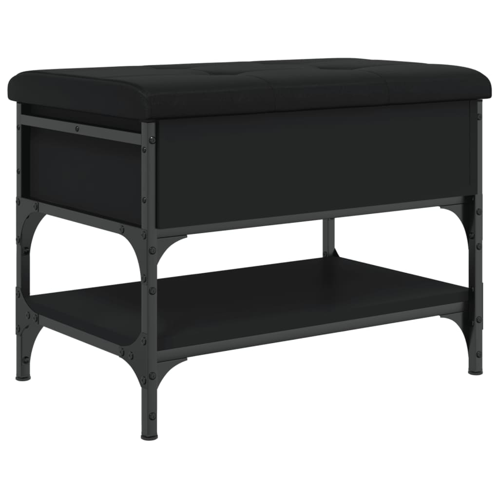 Shoe bench, black, 62x42x45 cm, processed wood