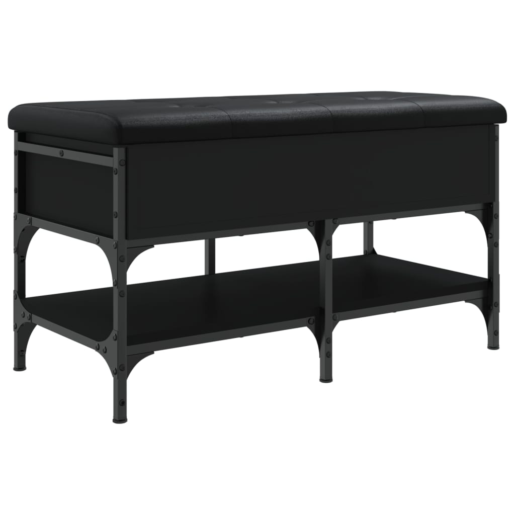 Shoe bench, black, 82x42x45 cm, processed wood
