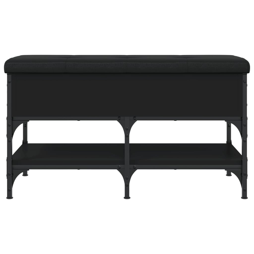 Shoe bench, black, 82x42x45 cm, processed wood