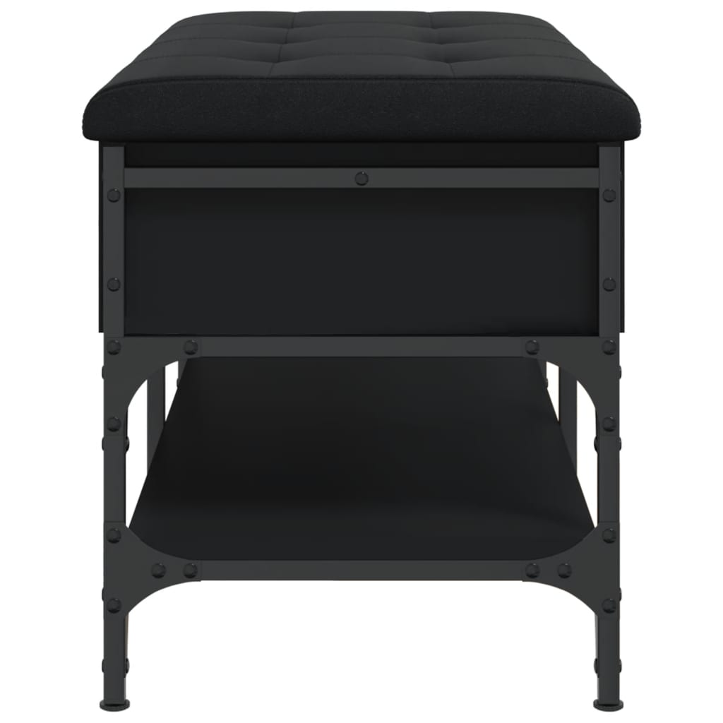 Shoe bench, black, 82x42x45 cm, processed wood