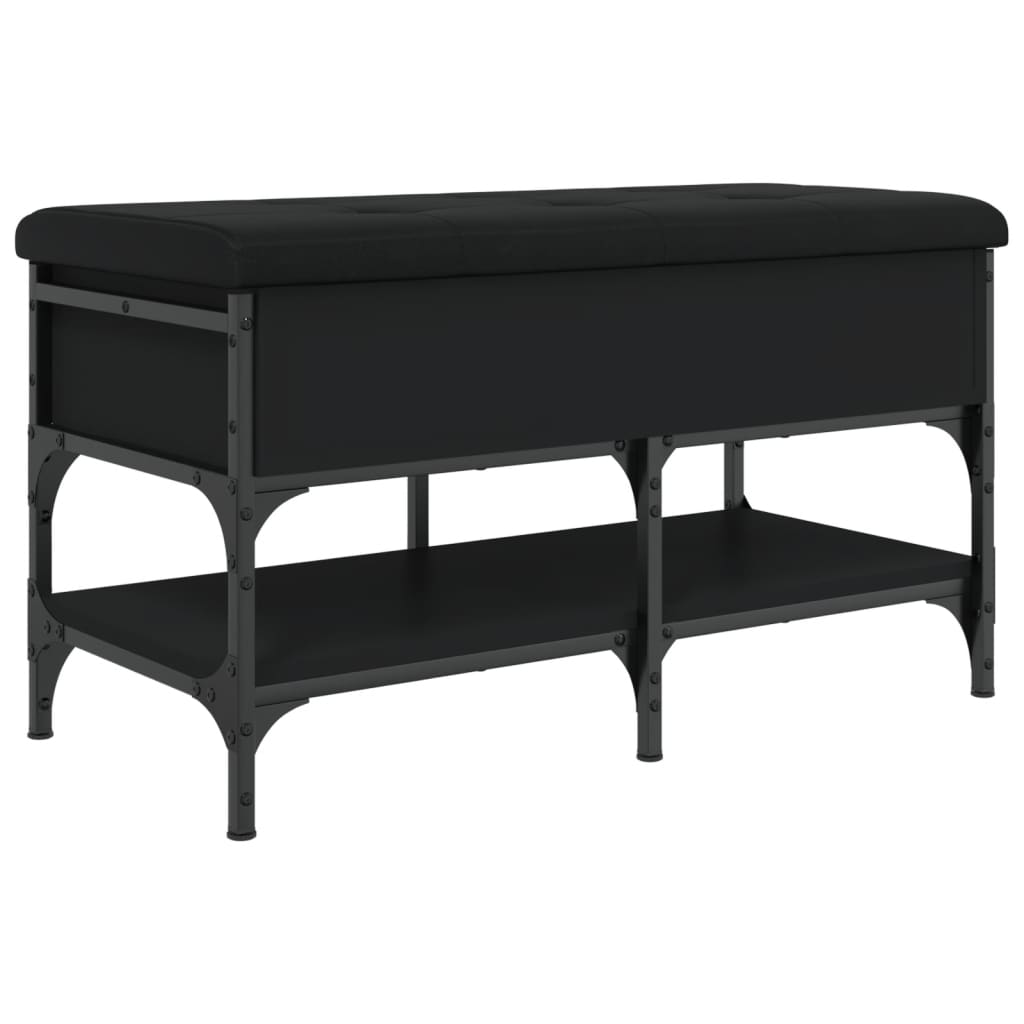 Shoe bench, black, 82x42x45 cm, processed wood