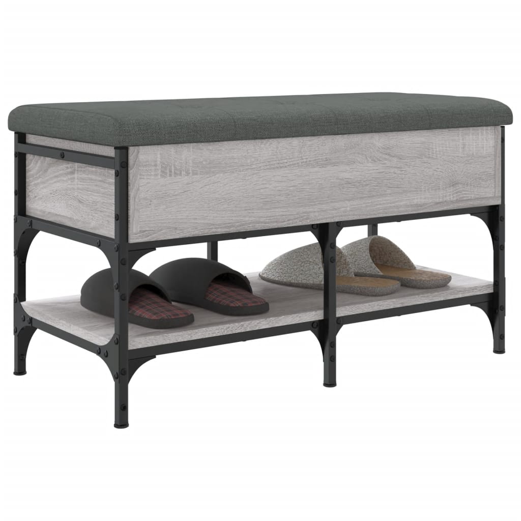 Shoe bench, sonoma grey, 82x42x45 cm, processed wood