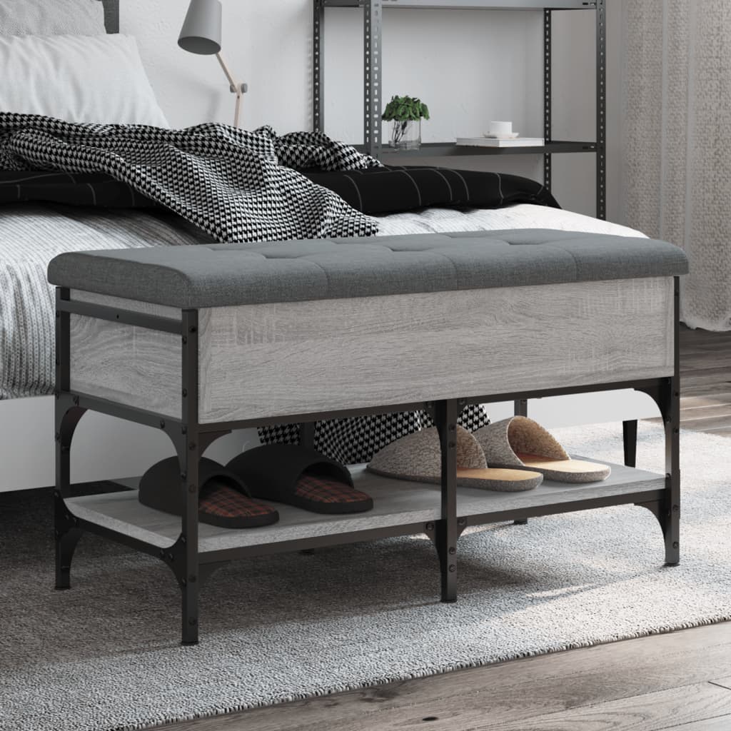 Shoe bench, sonoma grey, 82x42x45 cm, processed wood