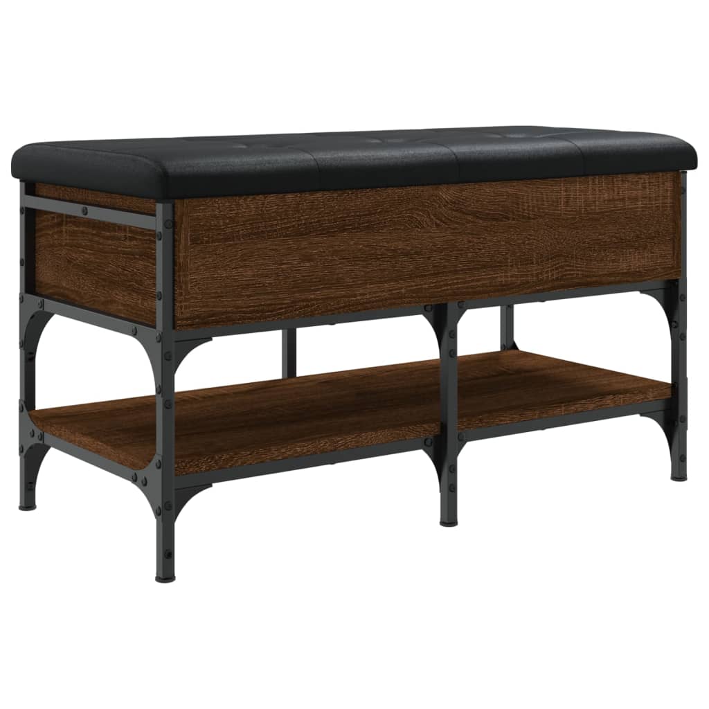 Shoe bench, brown oak, 82x42x45 cm, processed wood