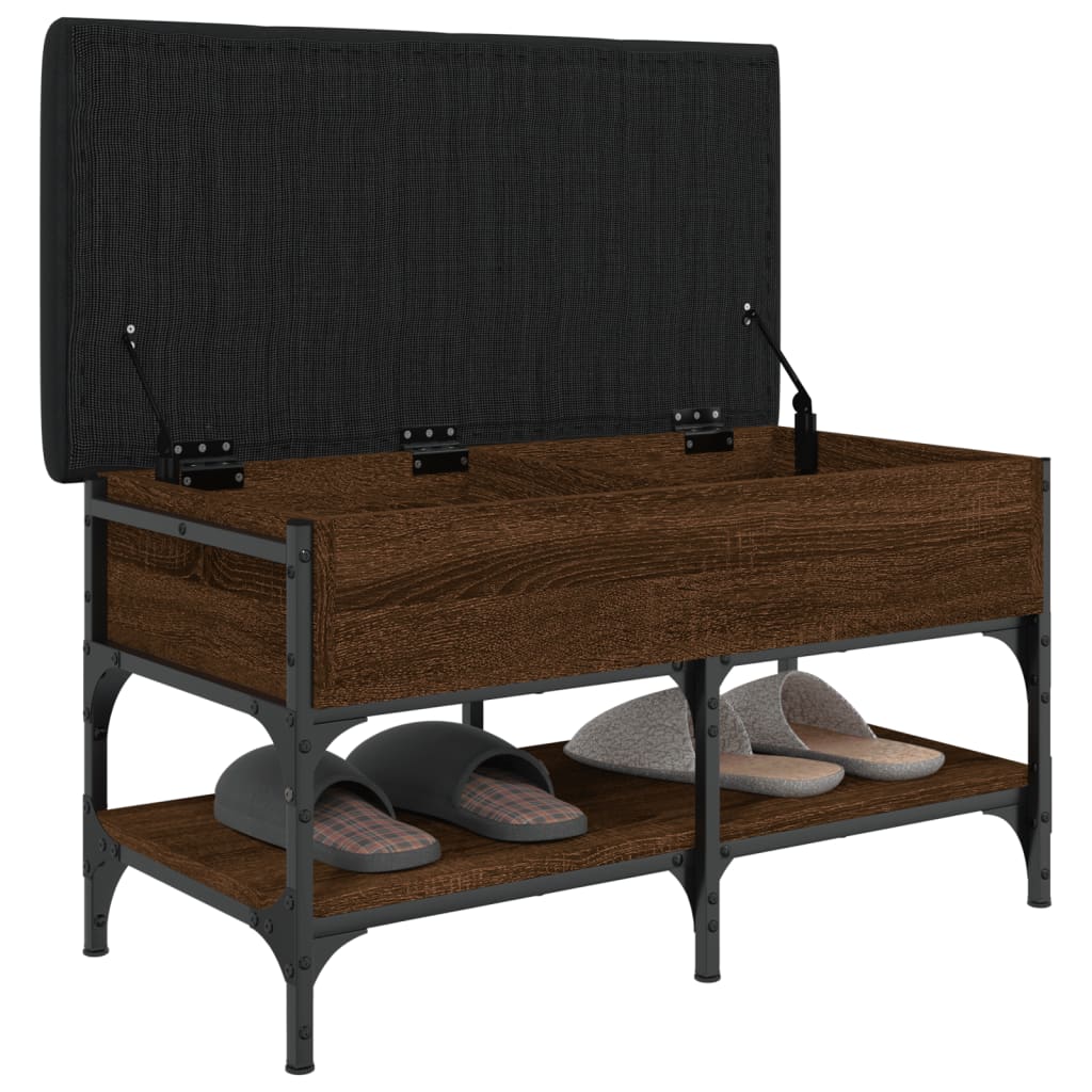 Shoe bench, brown oak, 82x42x45 cm, processed wood
