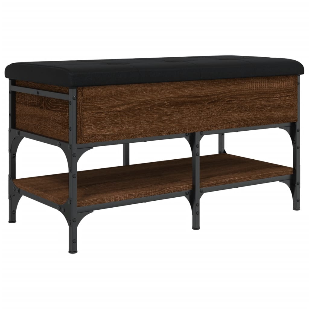 Shoe bench, brown oak, 82x42x45 cm, processed wood