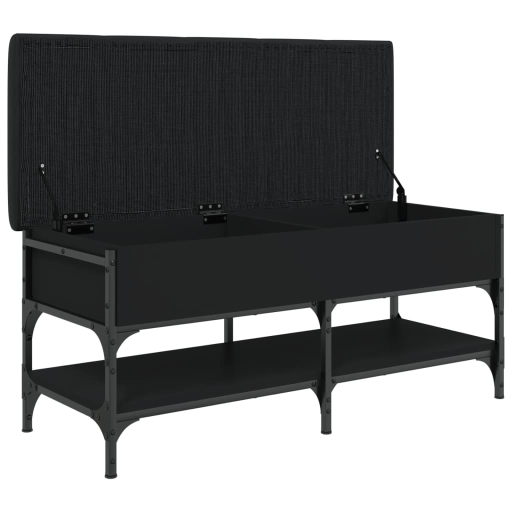 Shoe bench, black, 102x42x45 cm, processed wood