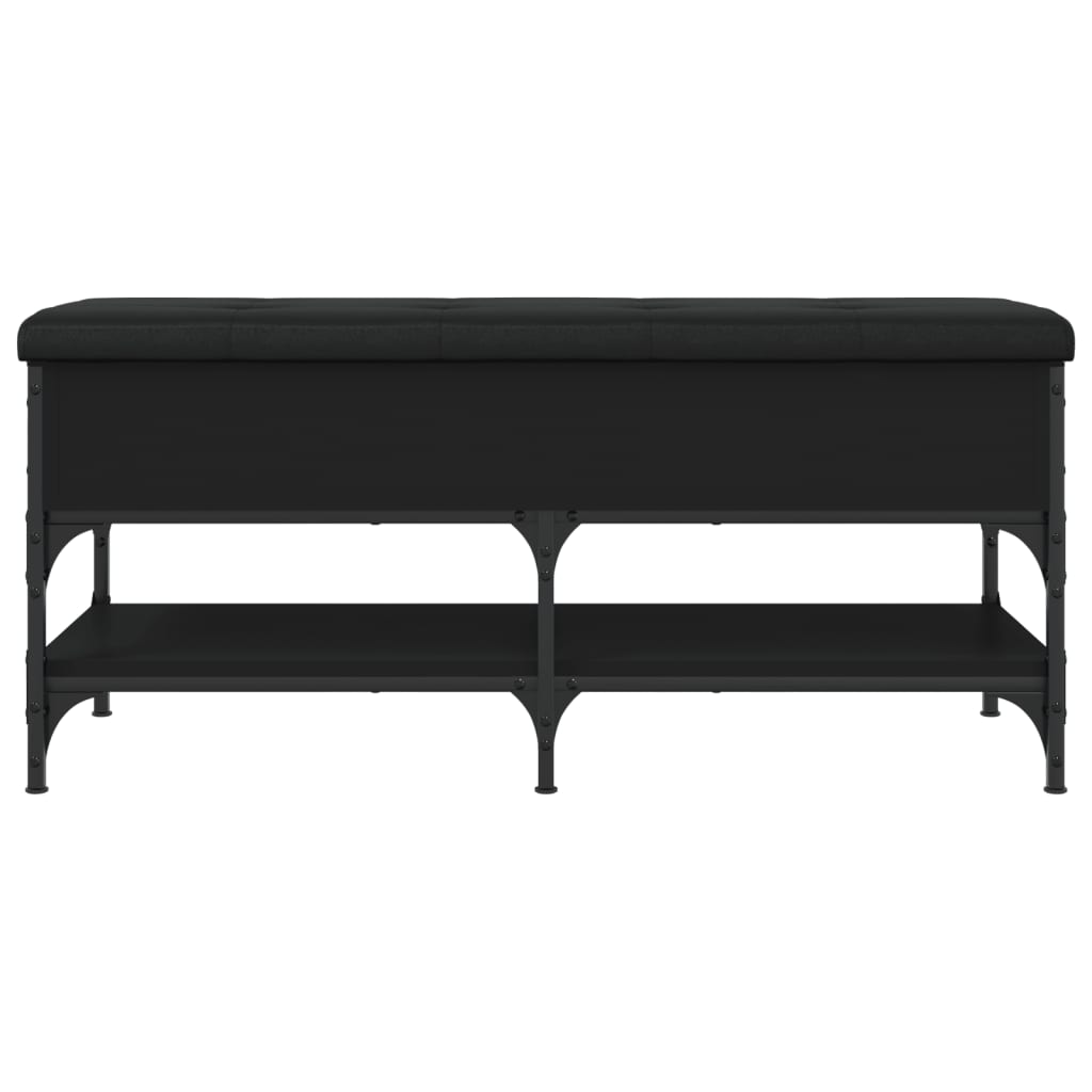 Shoe bench, black, 102x42x45 cm, processed wood