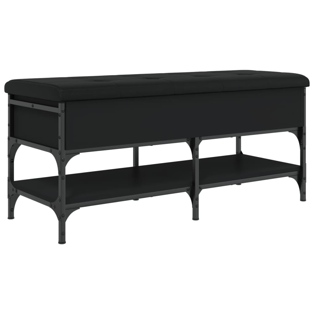 Shoe bench, black, 102x42x45 cm, processed wood