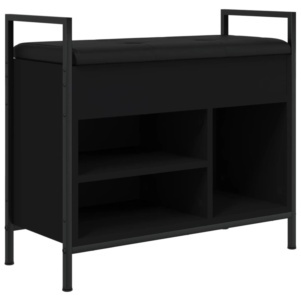 Shoe bench, black, 65.5x32x57.5 cm, processed wood