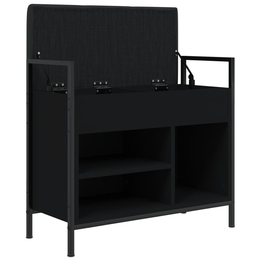 Shoe bench, black, 65.5x32x57.5 cm, processed wood
