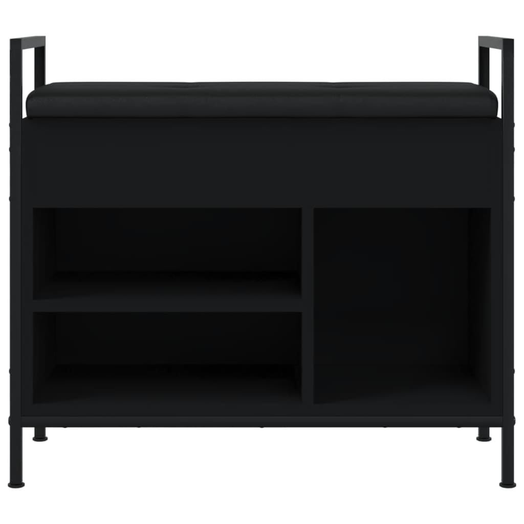 Shoe bench, black, 65.5x32x57.5 cm, processed wood